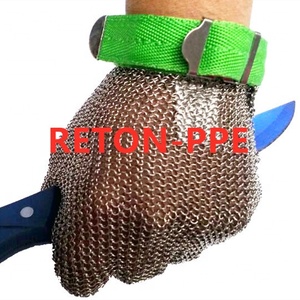 <span class=keywords><strong>RETON</strong></span> RTCMG-01 Schnittfester Antistatischer Edelstahl-Kettenhandschuh mit Strukturiertem Riemen für Metzgerei Schlachthaus - Product Image 2
