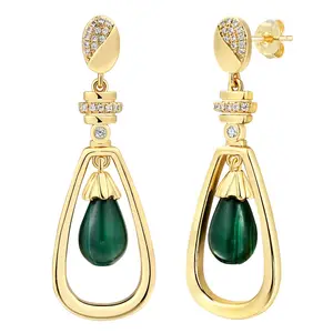 2024 Hot Sales Fashion 925 Sterling Silver Malachite Jewelry Simple Design Earring Drop Fine Wholesales Jewellery For Lady