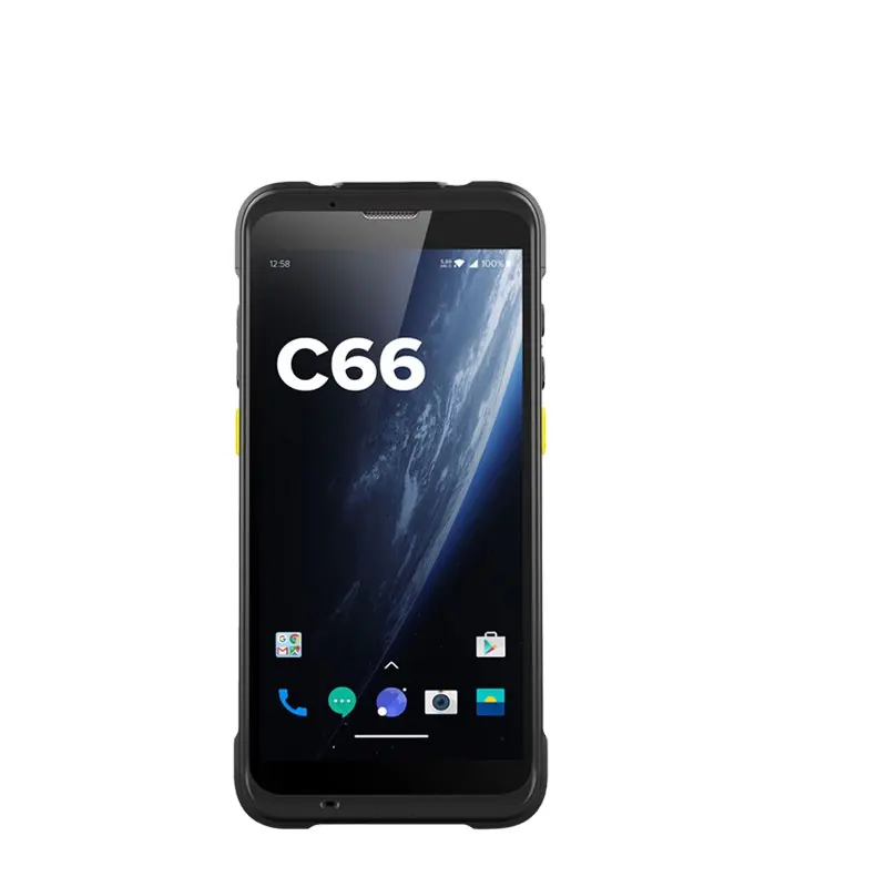 C66 pemindai kode batang android 11, komputer genggam PDA Barcode hitam wifi gps