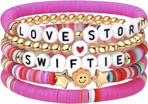 Pulsera de cerámica con cuentas geométricas estilo bohemio para verano, con letras Swiftie, joyería para chica, brazalete de aniversario, ODM - Product Image 3