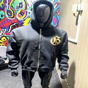 Sweat à capuche oversize épais 470 GSM unisexe zippé 100% coton molletonné avec logo vieilli et fermeture éclair personnalisée – Style streetwear - Product Image 1