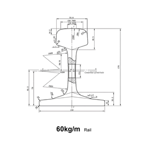 Rail <span class=keywords><strong>de</strong></span> voie ferrée en acier 50 60 75 Kg/m, rail lourd à fond plat, vigneole <span class=keywords><strong>de</strong></span> <span class=keywords><strong>chemin</strong></span> <span class=keywords><strong>de</strong></span> <span class=keywords><strong>fer</strong></span>, norme chinoise GB/T 2585 - Product Image 3