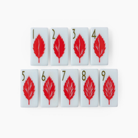 Jeu de tuiles de mahjong américain en acrylique à quatre couches, motif feuilles botaniques vintage, œuvre d'art personnalisée pour les cadeaux en gros et les détaillants de jeux