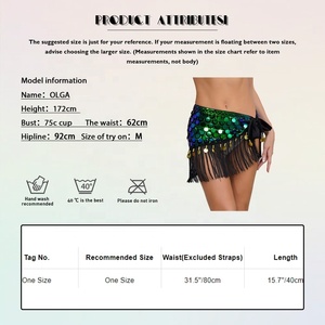 Trajes de Danza para Mujer, Falda de Danza del Vientre con Cordones, Pañuelo de Cintura con Flecos, Trajes de Danza para Espectáculos - Product Image 6