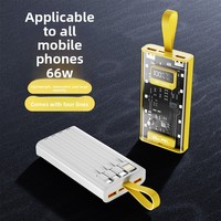 Batterie externe universelle 20000 mAh en polymère de lithium avec support et câble, charge super rapide 22,5 W, transparente en PVC
