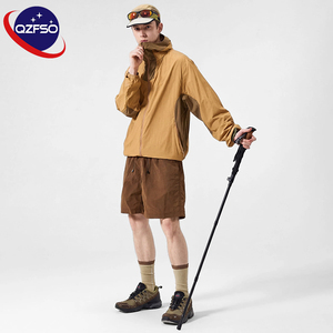 QZFSO Custom Streetwear Lightweight Mesh <b>Zip</b> <b>up</b> Windbreaker Breathable Quick-dry Polyester Sun Protection <b>Jacket</b> With Hood - Product Image 2