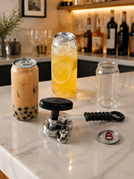 Scelleuse manuelle pour canettes et bouteilles de 55 mm avec couvercles en PET, machine de scellage portable facile à utiliser pour les boissons, les jus, le lait, le thé