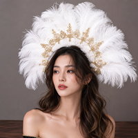 Coiffe en plumes d'autruche tendance avec franges en strass, idéale pour les spectacles de carnaval et les soirées masquées