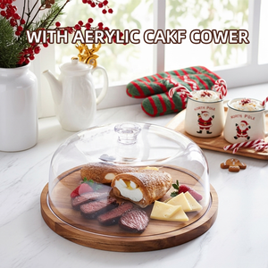 Unbreakable Bamboo Wood Eco-Friendly <strong>Cake</strong> <strong>Stand</strong> with Acrylic Cover Fresh-Keeping Display Tray for Home or Commercial Use - Product Image 3