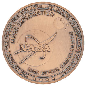 Moneda Conmemorativa Oficial de la NASA del Aterrizaje del Vehículo Explorador Mars Curiosity el 5 de Agosto de 2012, Bañada en Bronce - Product Image 4