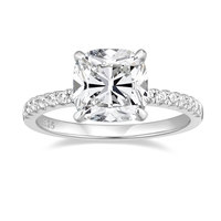 Bague de fiançailles en argent 925 plaqué rhodium OAHLAN de haute qualité avec moissanite VVS 4 carats et certificat pour femme
