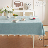 Nappe rectangulaire de luxe en chenille bleu fumé, résistante à l'eau et aux taches, avec bordure en dentelle, pour mariage, banquet et décoration intérieure