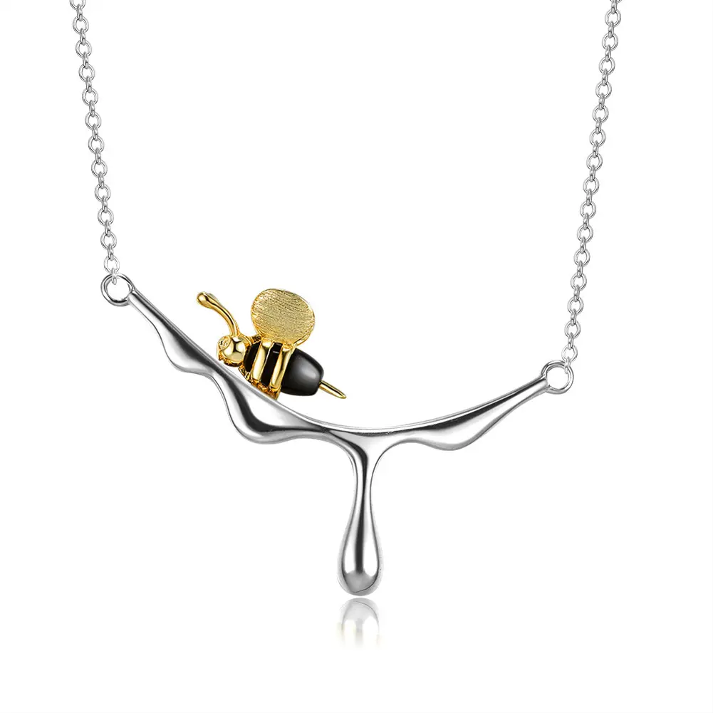 925 Sterling Zilveren Hanger Groothandel Sieraden Lady Gift Agaat Vergulde Honey Bee Ketting