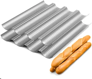 Rvs Baguette Pan Voor 5 Baguettes Lange Frans Brood Bakken Geperforeerde Lade 4 Slots Sliver 6 Slot 600X800 Cast ijzer