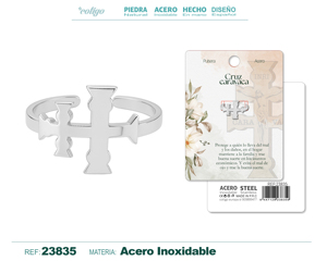 Classico modello Cotigo 23835 acciaio inox Caravaca a croce anello in acciaio argento Unisex elegante anello Fine - Product Image 6