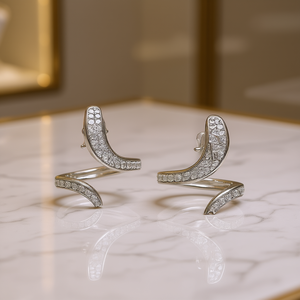 Pendientes de Aro Geométricos Af, Color Champán, Chapados en Rodio Blanco, con Cristales de Estrás, Joyería de Moda para Mujer, para Fiestas - Product Image 2