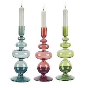 Wholesale Hand Blown Glass Candle Holder Wedding Ins Candlestick Glass Candle Stand Home Decoration