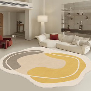 พรมแคชเมียร์เทียมลายโมเดิร์นรูปทรงแปลกตา สีครีม กันลื่น ตกแต่งบ้าน ดีไซน์ปี 2025 - Product Image 4