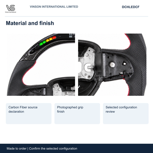 Volante de Fibra de Carbono para Dodge CHALLENGER, Configuración Seleccionada con Centro Abierto DCHLEDCF - Product Image 3