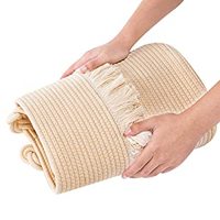 Paniers de rangement en corde de coton tissé durable marron, rangement de panier pliable avec poignées durables panier à linge pliable