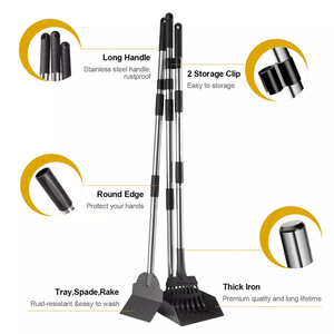 Set di vassoi e rastrelli per cacca di cane confezione da 3 <span class=keywords><strong>Scooper</strong></span> per cani in metallo con manici sezionali regolabili lunghi pala per la pulizia del cane - Product Image 2