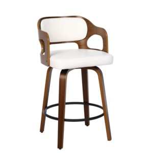 Ghế quầy bar xoay hiện đại bằng da, khung gỗ óc chó, bọc nệm, dùng cho phòng ăn, phòng ngủ, nhà bếp, phòng khách - Product Image 1