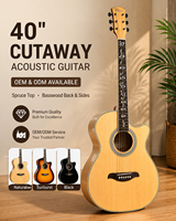 Wholesale 40 Inch Acoustic Guitar Spruce Top Cutaway Folk Guitar OEM ODM Factory