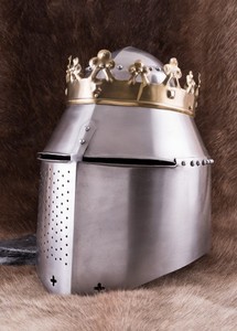 Casque royal personnalisé avec couronne, en acier, fait main, style médiéval, armure avec doublure en cuir, coiffe décorative - Product Image 4