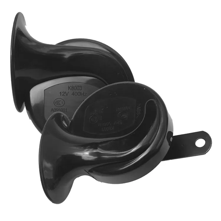 Bocina de coche de Caracol de 12V, bocina de dos tonos, punto de contacto de fanfarria, diseño de altavoz bidireccional, sonido 410db-510db hecho de aluminio duradero, Gua negro