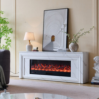 Cheminée électrique à LED avec thermostat réglable, télécommande, flamme multicolore, style encastrable, classe d'efficacité énergétique