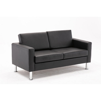 Günstiges schwarzes Ledersofa für Showroom/Büro, Zweisitzer-Sofa