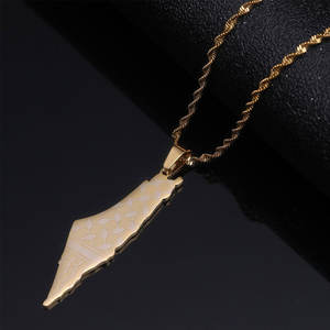 Collar con colgante personalizado de acero inoxidable 316L, chapado en oro PVD de 14K/18K, joyería fina de moda, collares con mapa de Israel y Palestina para mujer - Product Image 4