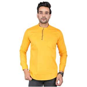 Ropa informal cómoda Kurta corta estampada de algodón para hombre de la mejor calidad para ocasión de fiesta de verano e invierno India oferta al por mayor - Product Image 1