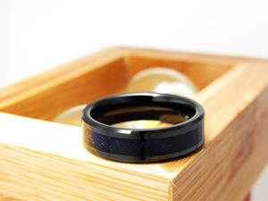 Anello nuziale in tungsteno nero da 6mm con nodo celtico interno blu stile classico per regalo di fidanzamento religioso cristiano - Product Image 5