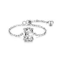 Anillos Apilables Ajustables Sunstar Chain Ring de Plata de Ley 925 con Zirconia, de Moda para Chicas y Mujeres, Anillo de Compromiso