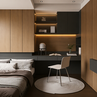 Lit Tatami Moderne Personnalisé avec Bureau Intégré et Armoire, Ensemble Complet de Meubles de Chambre Murale, Solution de Rangement pour Petits Espaces