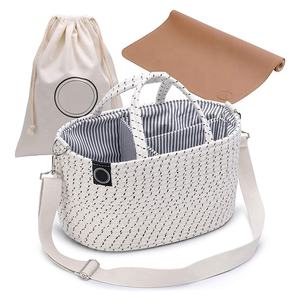 Large Tote Luxury Little Baby Diaper Caddy Organizer Rope Nursery Storage Bin for Infant