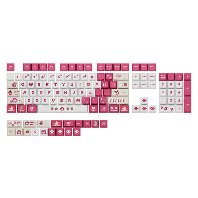 Strawberry Bear Keycap XDA Profile 122Key PBT Dye Sublimation for 61/75/87/98/108 Mechanical Gaming Keyboard Custom ODM/OEM