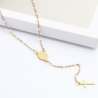 Chapelet Catholique en Acier Inoxydable Plaqué Or 18K, Bijou Religieux Chrétien, Collier Croix Totem, Cadeau d'Église