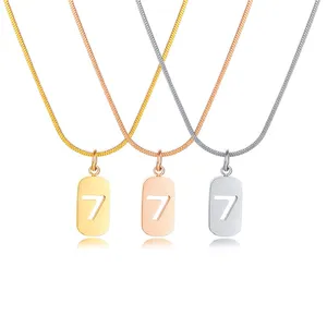 Snake Chain Custom Womens Lucky Number Letter Necklace 18K Vaccum IPG Plated Angel Number Necklace Jewelry,stainless Steel