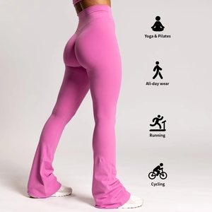 Pantalones Deportivos MIQI de Pierna Ancha para Mujer, Leggings de Cintura Alta con Efecto Levanta Glúteos, para Yoga y Fitness - Product Image 3