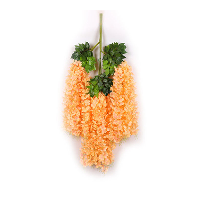 Glicine di fiori artificiali di seta ad alta densità arancione