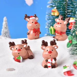 कार्टून डेकोर जानवरों के आंकड़े क्रिसमस एल्क क्रच मिनी राल शिल्प बगीचे के लिए डेस्कटॉप सजावटी घर सजावट बच्चों उपहार