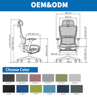 Chaise de bureau moderne en maille, réglable, dossier haut, soutien lombaire, pivotante, avec accoudoirs 3D ajustables