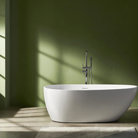 Baignoire autoportante en acrylique ovale moderne, ensemble d'accessoires de salle de bain pour la maison, l'hôtel, la villa