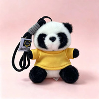 Porte-clés en peluche Songshan Toys avec logo personnalisé, t-shirt en polyester 10 cm avec cordon, pendentif panda mignon, breloque de sac en peluche