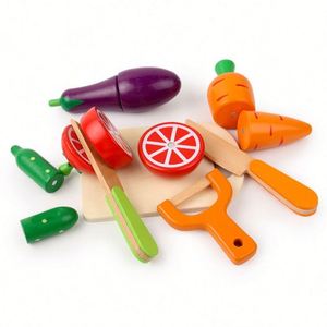 Ensemble de nourriture pour jouer à faire semblant, jouet en bois pour couper les légumes pour enfants - Product Image 6