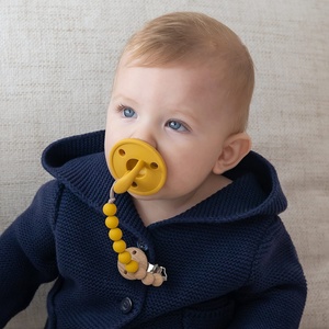 Personalizzazione all'ingrosso per alimenti in Silicone <span class=keywords><strong>porta</strong></span> perline in legno di faggio fatto a mano finte massaggiagengive per bambini - Product Image 5