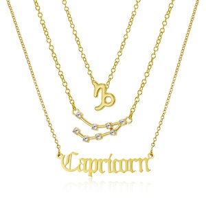 Conjunto de joyería a la moda para adultos, collar de astrología inglesa antigua con signo de estrella del zodiaco 12, Horóscopo hipoalergénico - Product Image 1