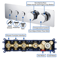 Robinet de douche thermostatique chromé, mitigeur de douche encastré au plafond, pluie et cascade, pommeau de douche LED musical 23*15 pouces